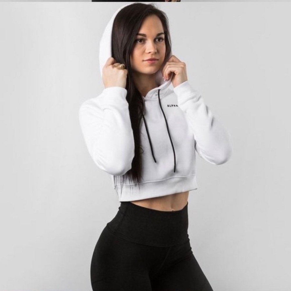 Alphalete White Crop Hoodie